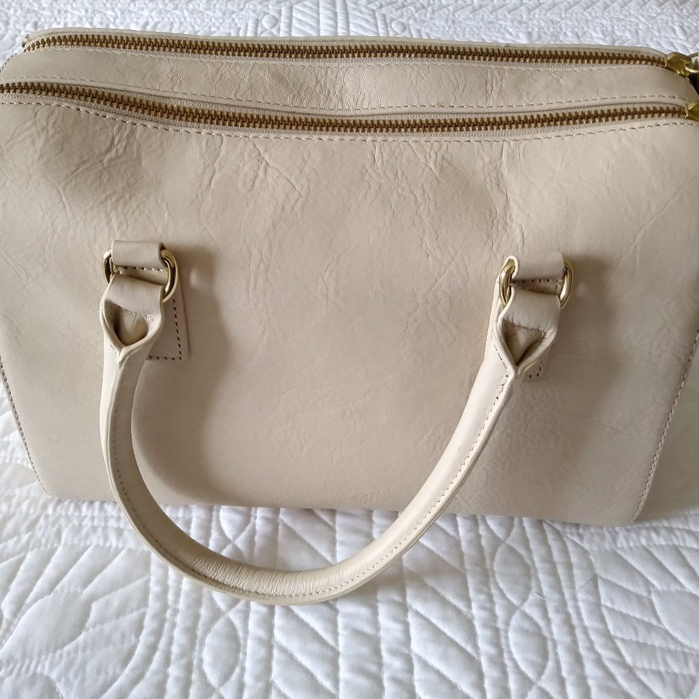 Talbots Cream Ivory Leather Doctor's Bag NWOT
